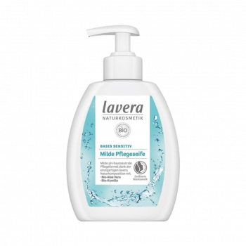 Lavera Milde Pflegeseife Basis Sensitiv Bio Aloe Vera und Bio Kamille, vegan, Pumpe, 250ml